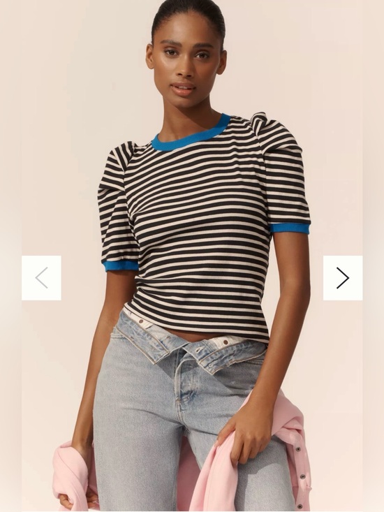 Maeve Tops - Anthropologie Maeve Striped Puff Sleeve Top Size XS